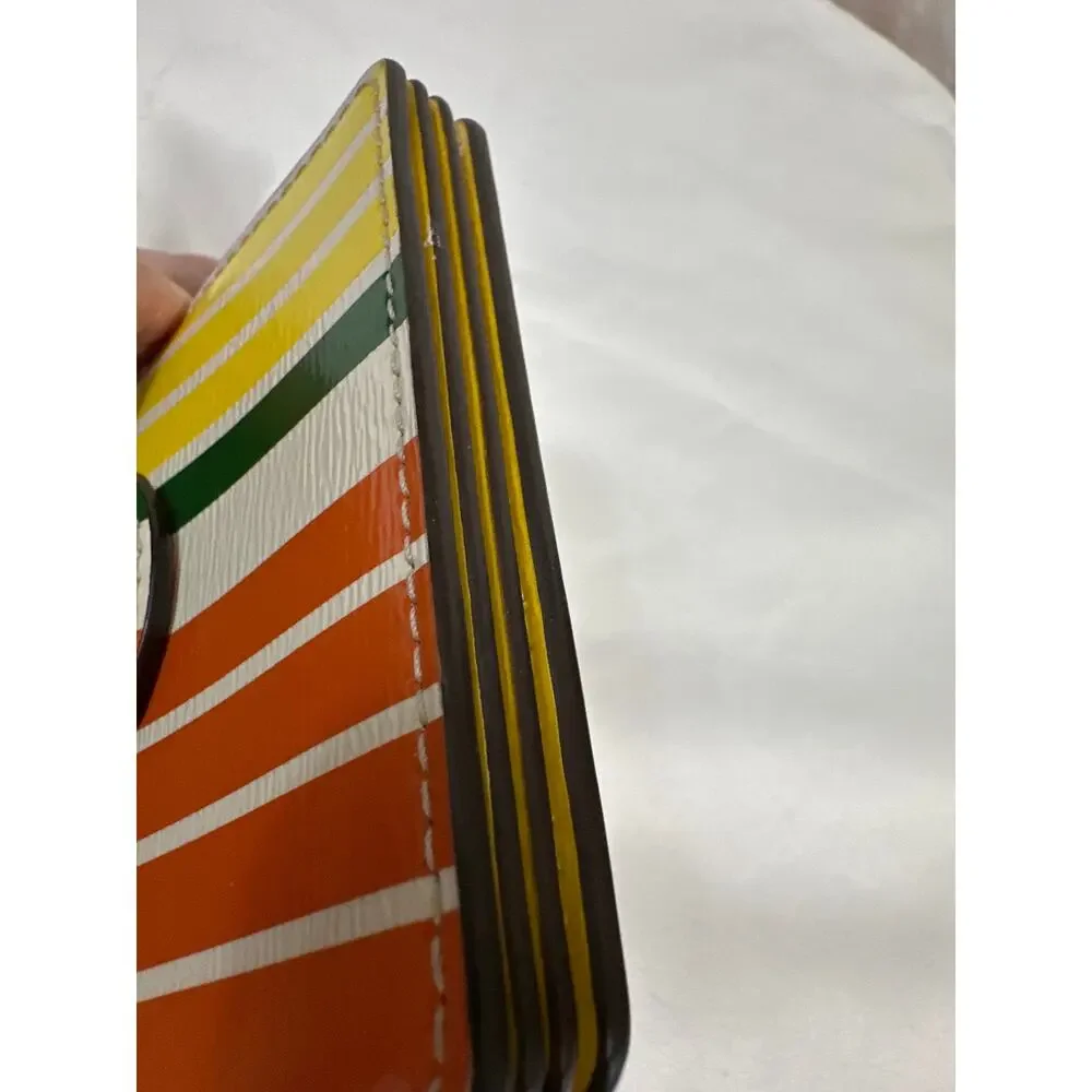 Tory Burch Robinson Stripe Accordion Card Case  EUC